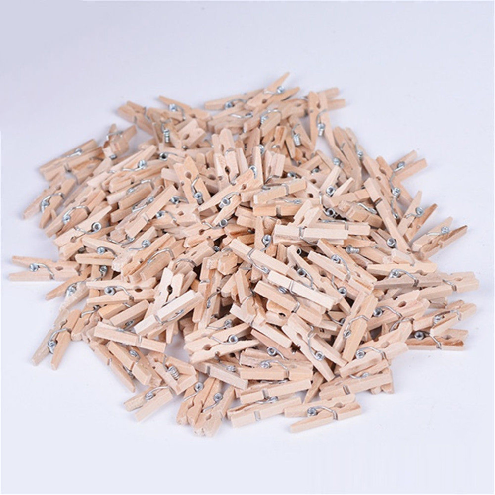 Mini pinces à ressort en bois 25/35mm, 50 pièces, épingle à linge, tige en papier Photo, décoration artisanale, fête et maison, 50 pièces: 25mm natural