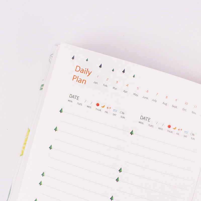 365 Planner Agenda Notebook Colorful Inner Page Illustration Yearly Daily Plan Journal Record Life Stationery