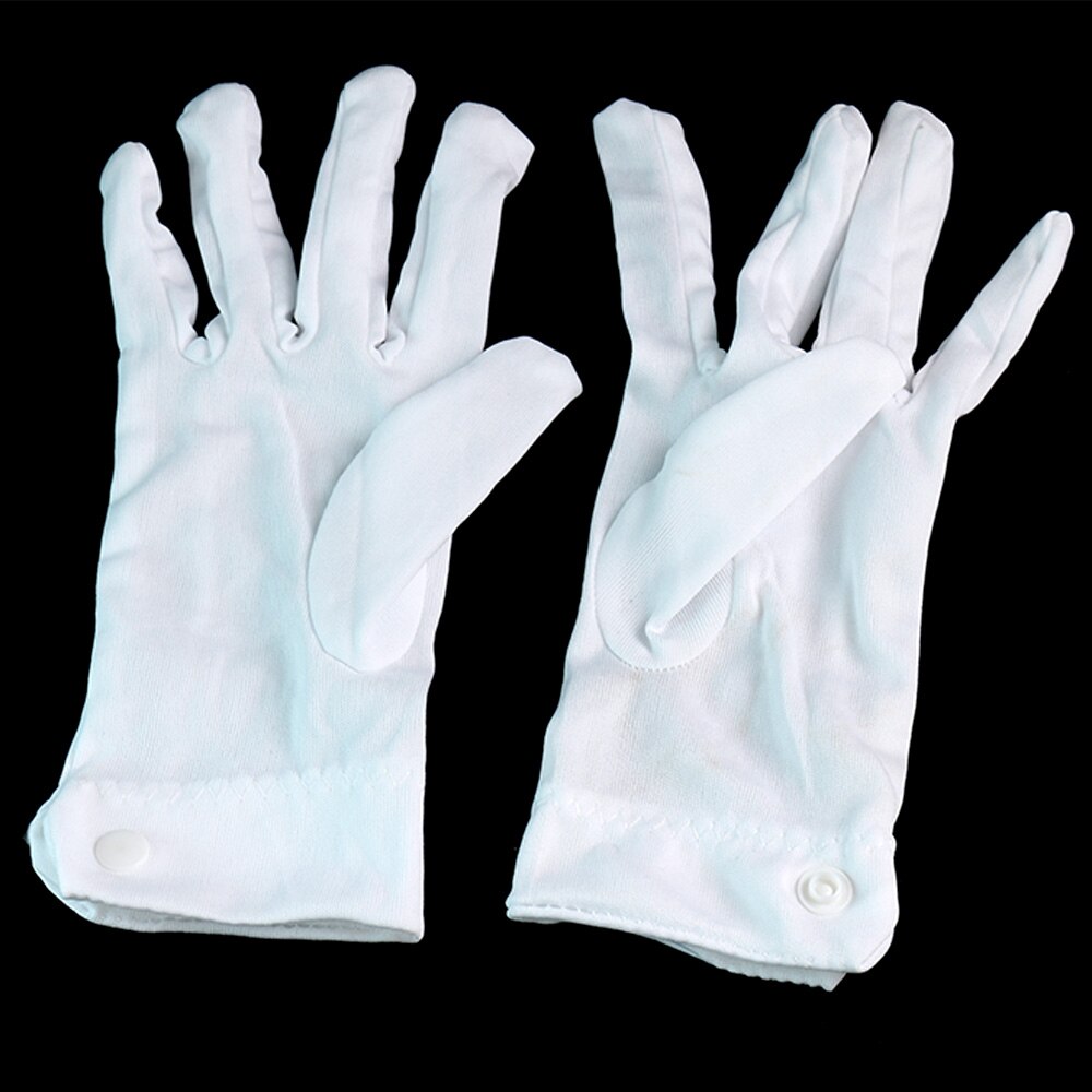 1Pair Unisex White Cotton Formal Gloves Work for Catering Band Parades Inspection Magician Police Cleaning Tools