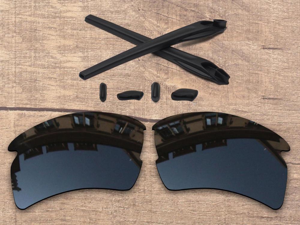 Vonxyz 20 + opções de cores polarizadas lentes de substituição & nariz almofadas orelha meias de borracha kit para-oakley flak 2.0 xl oo9188 quadro: Stealth Black