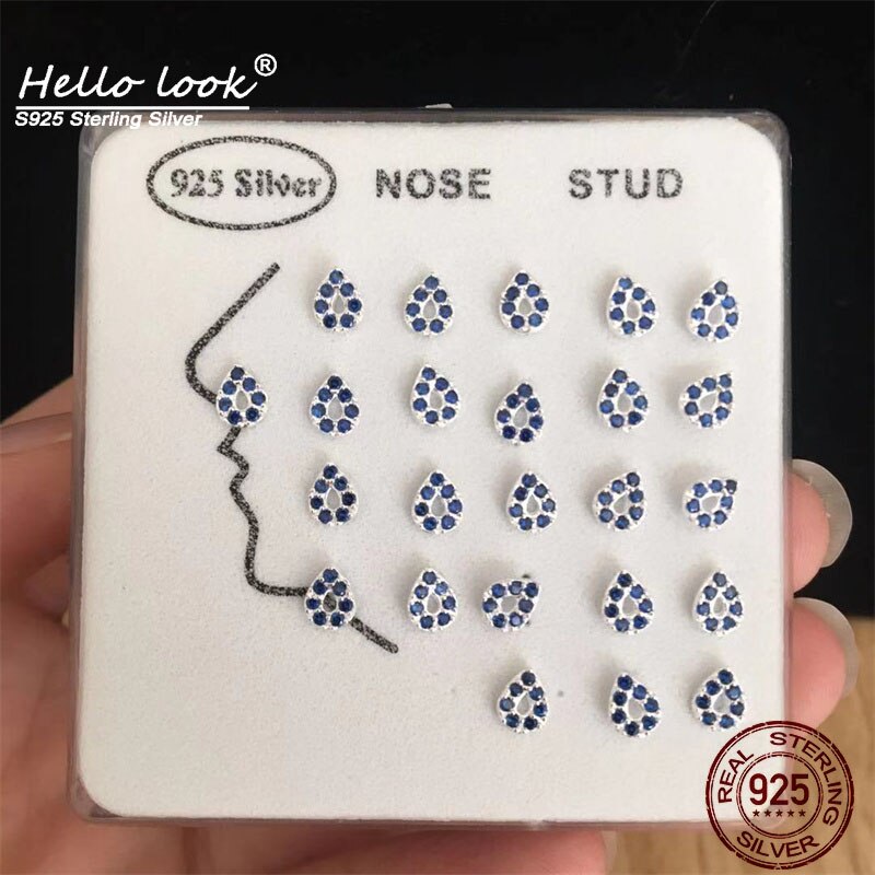 Hellolook 24 stück rosa kristall-nasenstecker, 925 nasenpiercing-stifte aus sterlingsilber für damen, körperschmuck