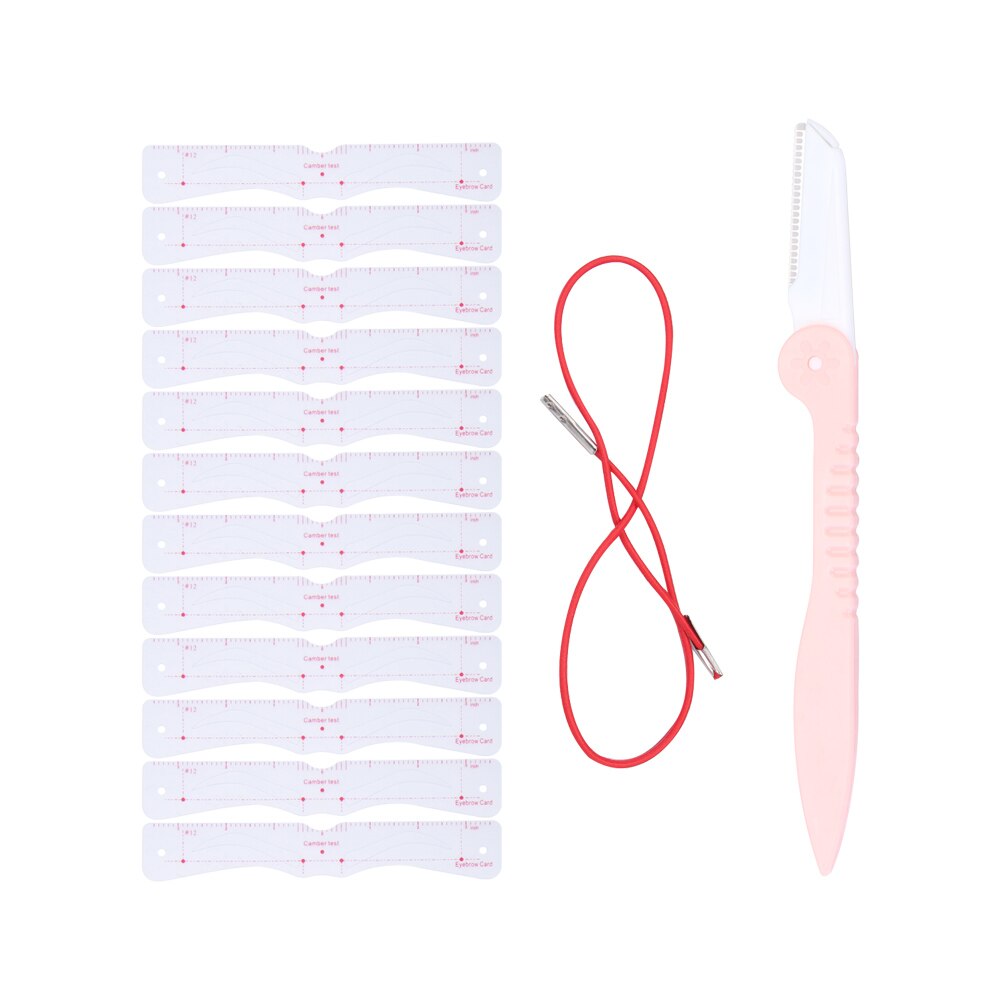 14 Pcs/set Eyebrow Shaper Kit With Strap & Eyebrow Razor Reusable DIY Grooming Eyebrow Stencil Template Makeup Tools Accessories: Default Title