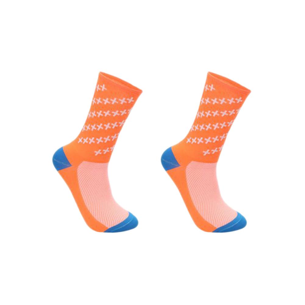 Ausverkauf Radfahren Socken Atmungsaktiv Wicking Füße Schutz Socken Nylon draussen Rennrad Reiten Socken Fahrrad Ausrügestochen: Orange