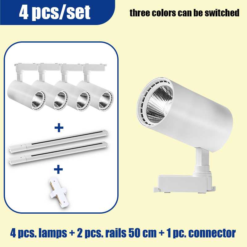 Led-railverlichtingsset, 110v rails, 3 kleuren, veranderbare plafond- en wandlampen, railspots, led-spots voor kledingwinkels: Groente / Blauw