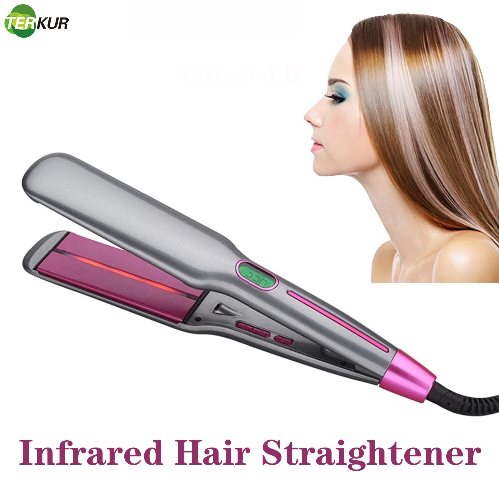 Infrared Hair Straightener Multifunctional Curling Flat Iron Heated Ceramic LCD Display Salon Styling Tools