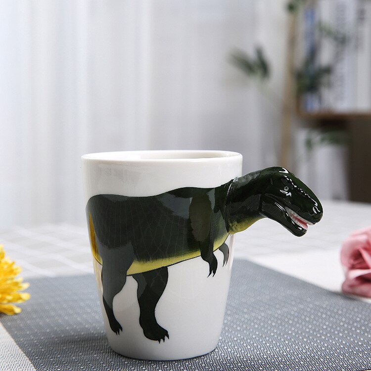 350ml dinosaurer keramisk kopp håndmalt dyr kaffekrus 3d tegneserie tyrannosaurus kopp barn melkekopp: Tyrannosaurus