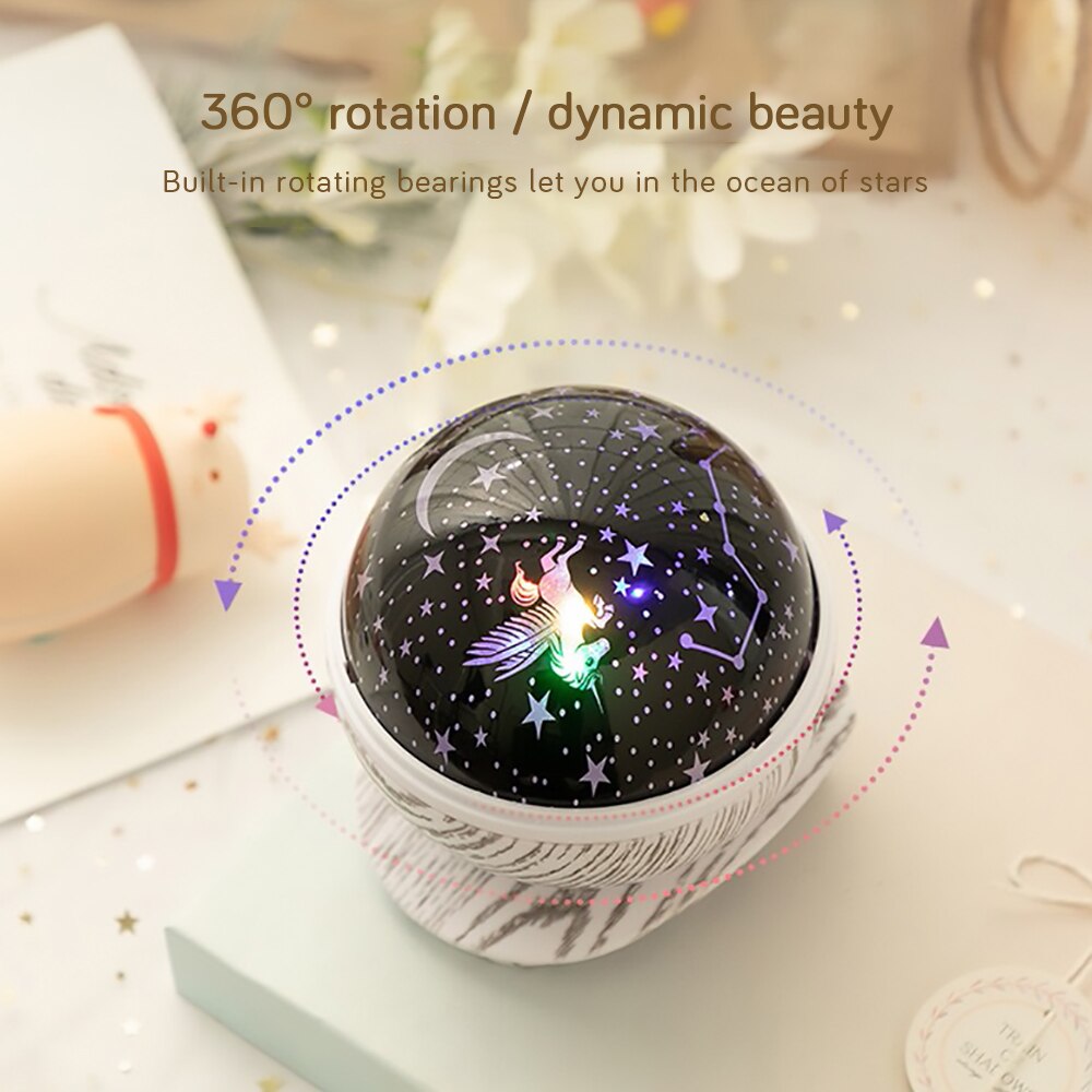 Festival Party Decor Eenhoorn Star Night Light Projector Kids Baby Slaapkamer Decoratie Draaibaar Music Night Lamp Kerstcadeaus