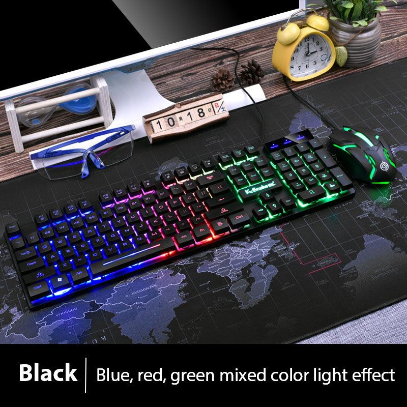 KM320 Keyboard And Mouse Set Waterproof Luminous Game Backlit Keyboard: black