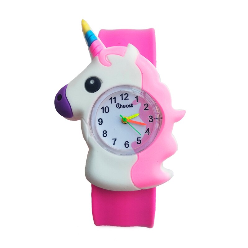 4 blandet tegneserie bi enhjørning mønster børn ure skildpadde slap pat ring ur børn quartz sport armbåndsur drenge piger ur: Pony rose