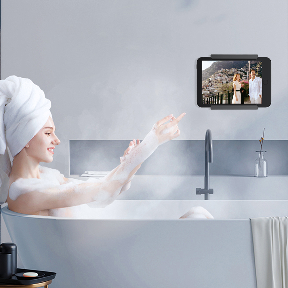 2 stuks universele wandgemonteerde tabletstandaardhouder vast met lijm/schroef tablet muurbeugel voor iPad/iPhone 15 14/Kindle E-Reader