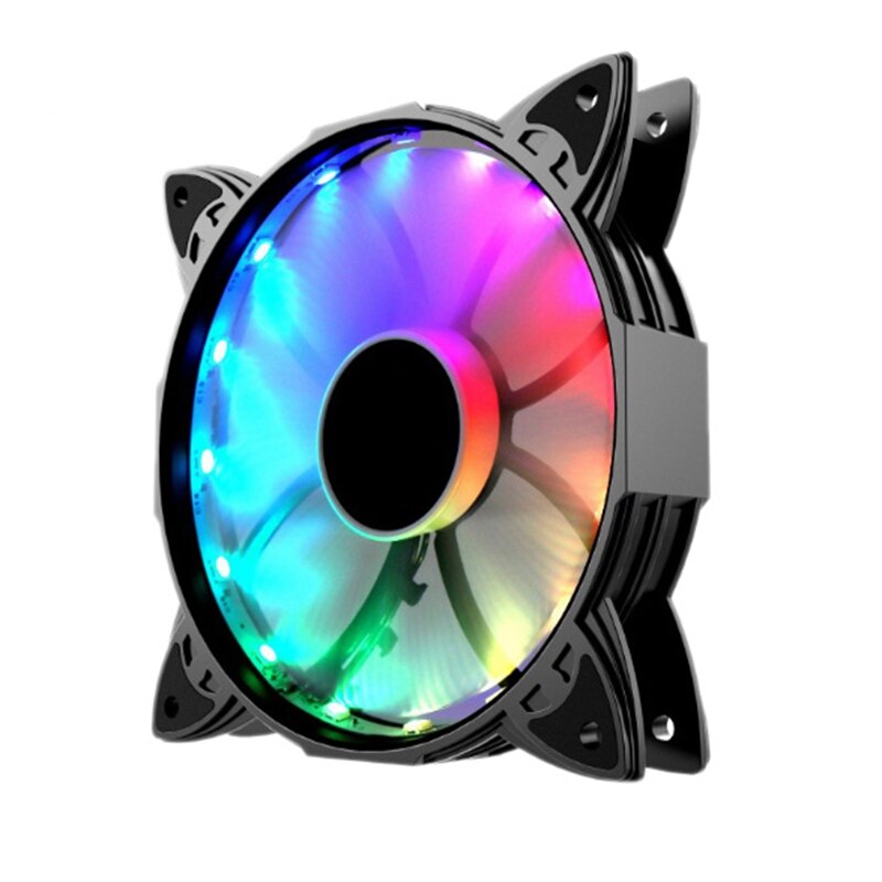 RGB Color-Changing Symphony LED Light Desktop Computer DIY Light-Emitting Cooling Fan LED Case Fans Computer Cooling Fan(Round F: Default Title