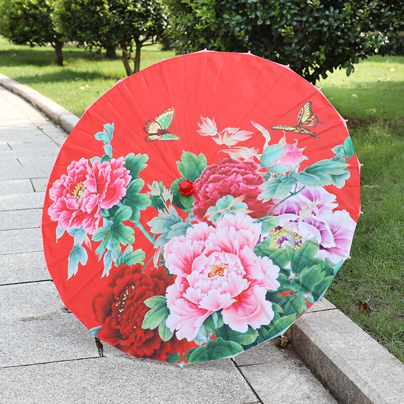 Paraguas de seda Retro para mujer, sombrilla de estilo chino de papel de aceite, de baile antiguo, paraguas decorativo artesanal, paraguas de mango de madera: color 7