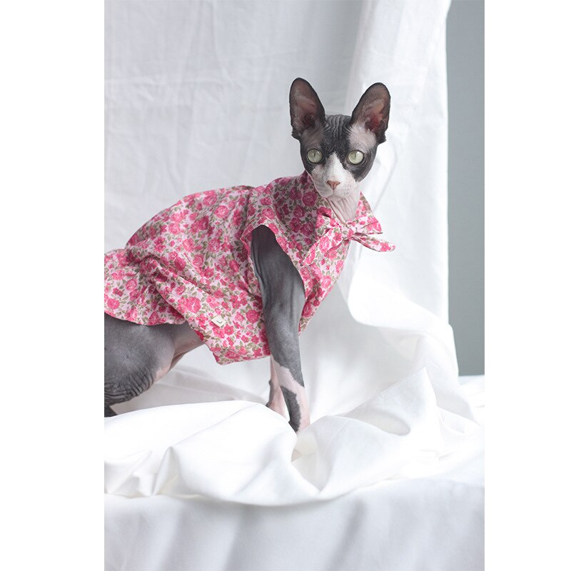Cat clothes Summer thin floral dress Sphinx hairless cat German Korean pet cat clothes pet costume kitten clothes