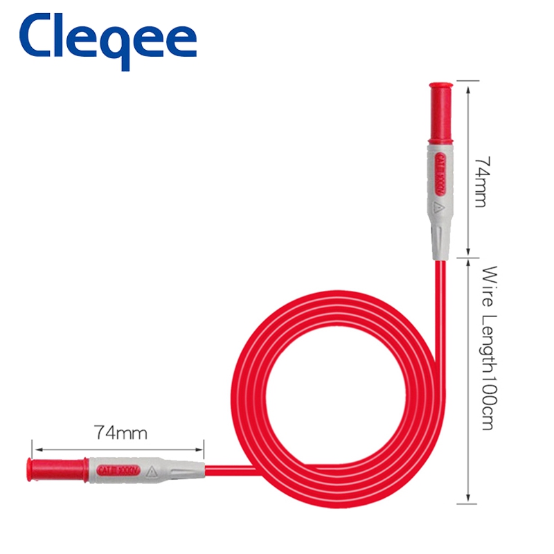 Cleqee P1032 Multimeter Test Kabel Spuitgiet 4Mm Banaanstekker Test Lijn Rechte Gebogen Test Kabel