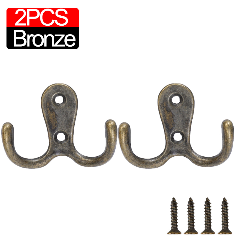 10/2pcs Coat Hooks Wall-Mounted 2 Hole Towel Hanger For Coats Hat Clothing Home Storage Hook Wall Hook Towel Hanger for Hardware: light yellow