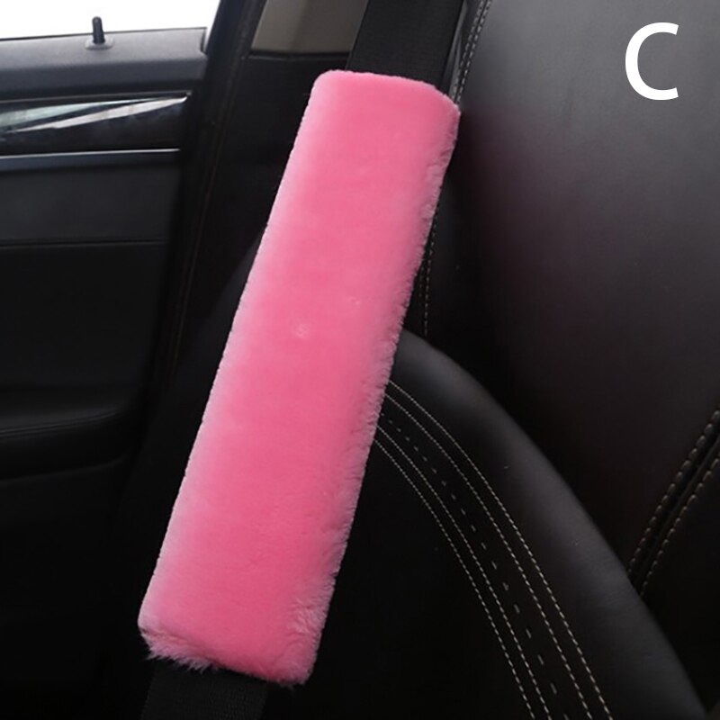2pcs Soft Car Seatbelt Cover Sheepskin Seat Belt Pillow Pad Seat Belt Safety Strap Cover Shoulder Pads For Bag Car Accessories: C