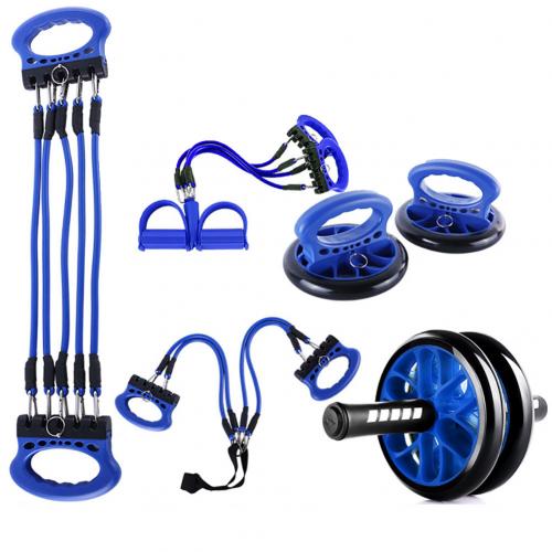 5-em-1 rolo abdominal roda push-up suporte rack ginásio equipamentos de fitness kit: Azul