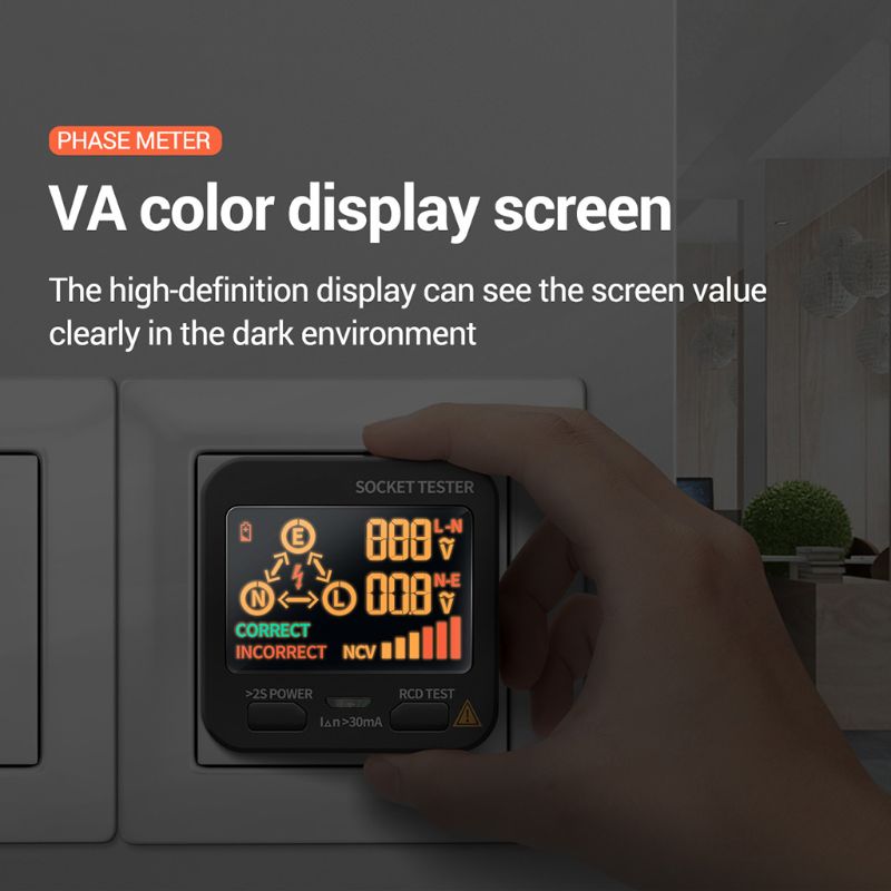 Stopcontact tester pro spanningstest stopcontact detector ons uk sa au eu stekker aarde nul lijn stekker polariteit fase controle  ac11