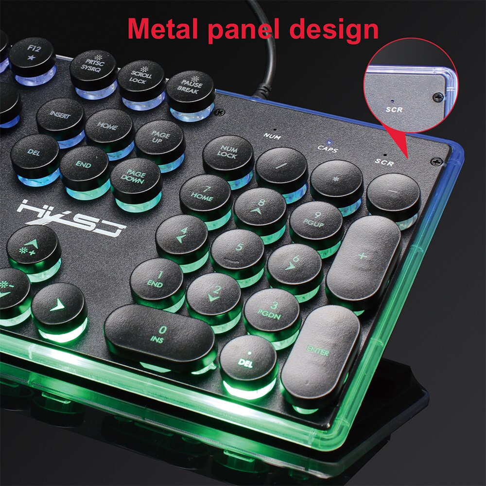 HXSJ V300Y Colorful Backlight Gaming Keyboard Mouse Set RGB Glowing USB Multimedia Ergonomic Mouse Keyboard Combos