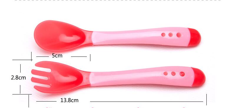 Rosiky Baby Thermochromic Sensing Silicon Spoon Kids Flatware Temperature Feeding Spoon 2 pcs/set