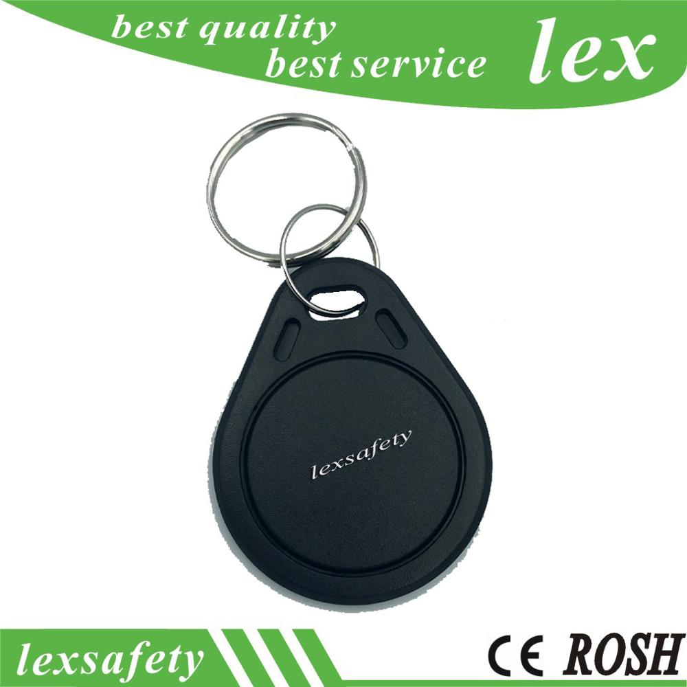 100 pçs/lote hf m1 f08 keyfobs 13.56 mhz iso14443a rfid ic freqüência chaveiro fm1108 cartão passivo botão de controle acesso: black