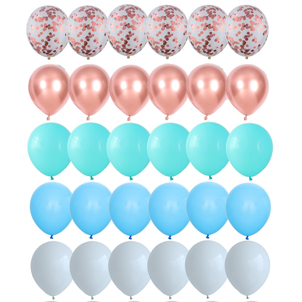 30pcs Tiffany Blue Balloons Set Chrome Metallic Latex Balloon with Confetti Balloons Wedding Birthday Party Decor Baby Shower: 6