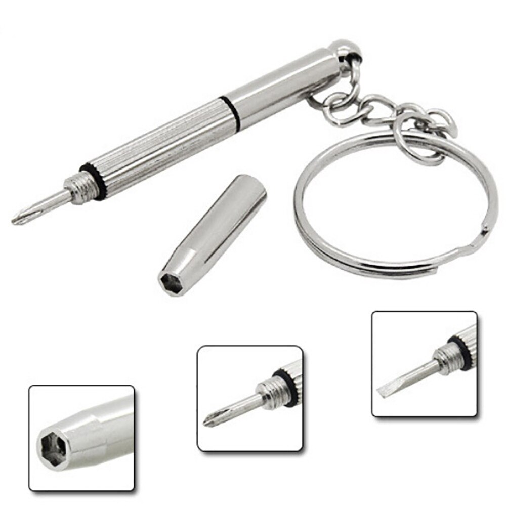 3Pc Mini 3 In 1 Schroevendraaier Tool Reparatie Set Sleutelhanger Voor Horloge Bril Schroevendraaier Opening Repair Hand Type tool Thuis Kit # T2