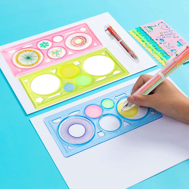 Modèles de peinture spirographe stylo à bille jouets de dessin pour enfants Puzzle art outil de bricolage multifonctionnel règle d'anniversaire TMZ