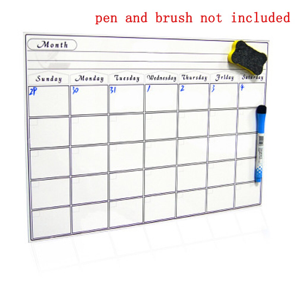 1Pcs A3 30*42cm Magnet Plan Whiteboard Flexible Fridge Magnetic Refrigerator Waterproof Drawing Message Board With Free: 1