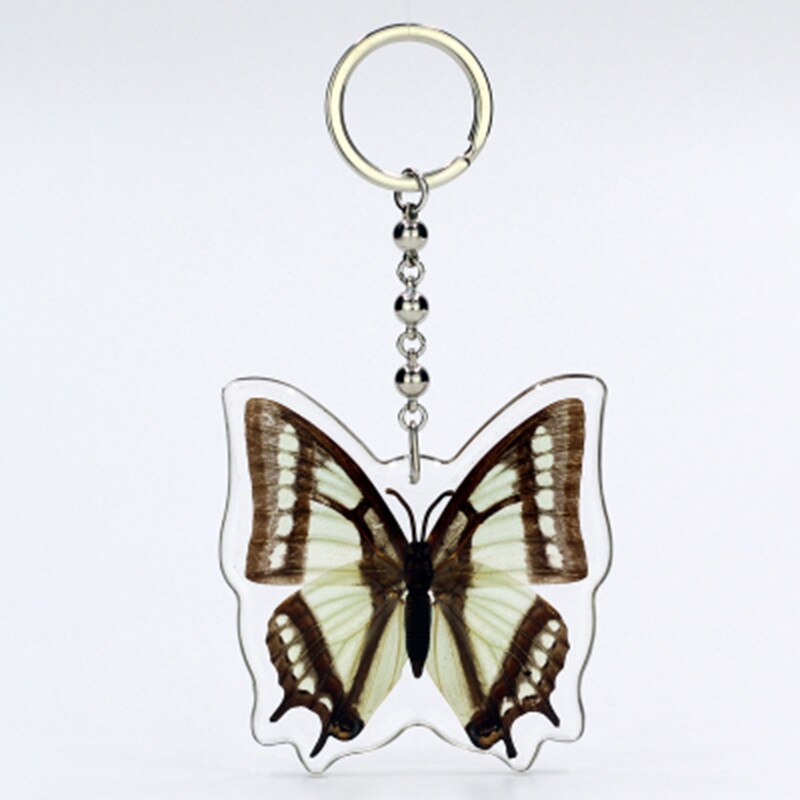1 stk insekt eksemplar sommerfugl kunstig rav nøgleringe piger personlighed harpiks taske hængende spænde hun: 3