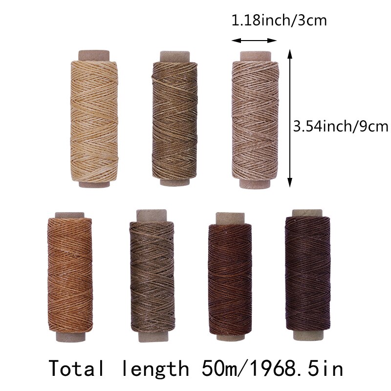 7 Color 150D 50M Leather Waxed Thread Flat Waxed Sewing Thread Wax Line Stitching Thread For Leather Craft DIY Sewing Tools