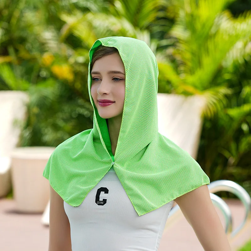 Zomerkoeling Hoodie Handdoek Zweet-Absorberende Koele Anti-Uv Fietsen Zachte Koude Detectie Sneldrogende Sjaal Voor Fitness Wandelen Vissen: Goud
