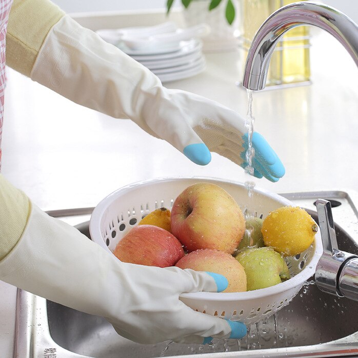 Gants de cuisine en latex à manches longues pour laver la vaisselle et nettoyer la maison
