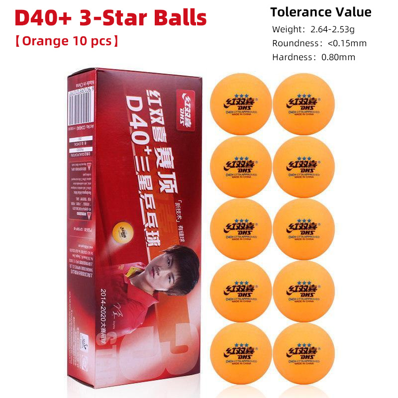 DHS D40+ DJ40+ Pelotas de Ping Pong 3 Estrellas ABS Material Pelota de Tenis de Mesa Especial para WTT: Naranja