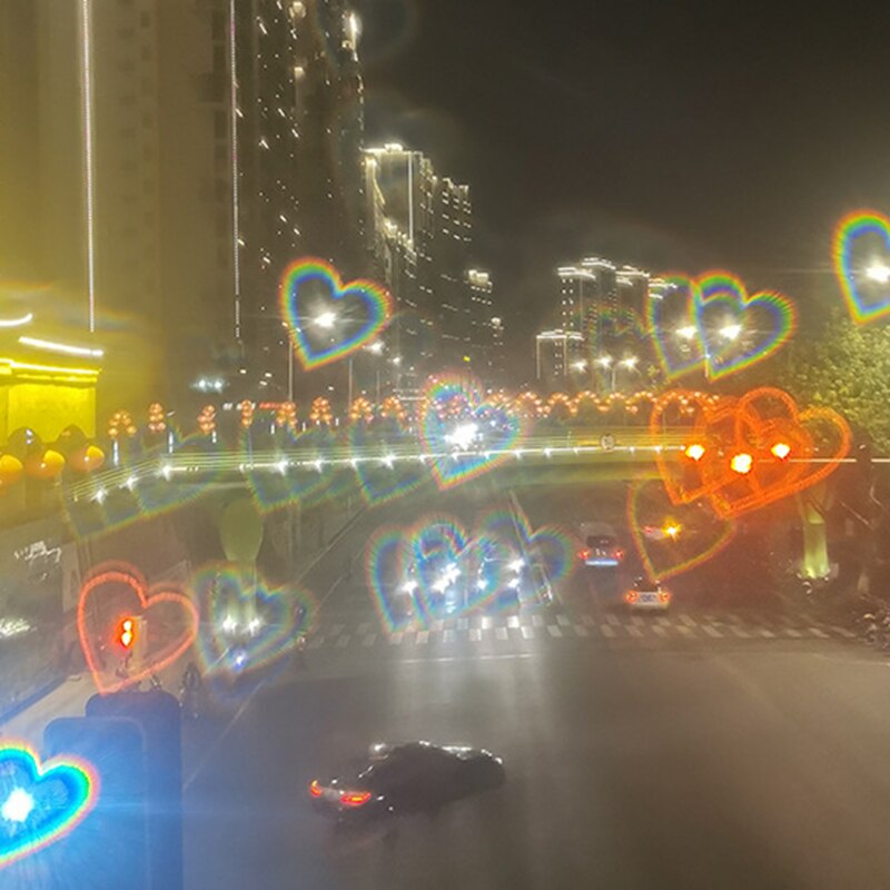 Love Heart Shaped Effects Glasses Watch The Lights Change to Heart Shape At Night Diffraction Glasses Women Sunglasses