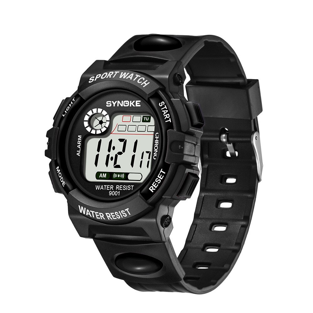 Waterdichte Kinderen Jongens Multifunctionele 30M Waterdicht Horloge Led Digitale Dubbele Actie Horloge Kids Alarm Datum Elektronische Horloge Q: Black