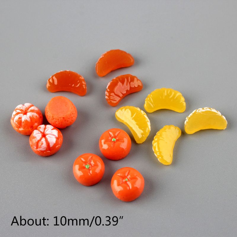 50Pcs Cute Mini Orange Petals Fruit Resin Flat Back Cabochon Miniature DIY Charm