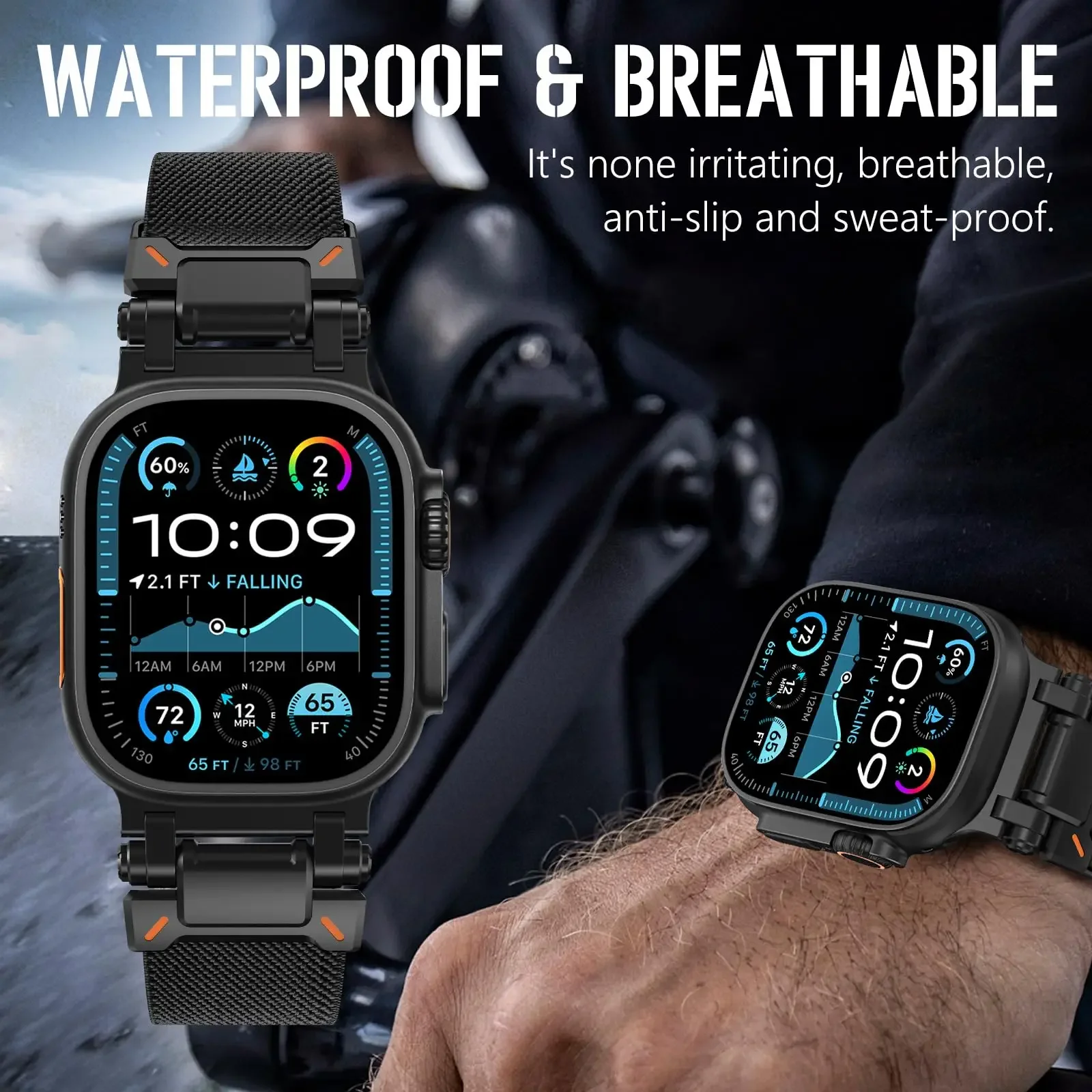 Bracelet de Sport blindé pour Apple Watch Ultra2, 49mm 46mm 45mm 44mm 42mm, métal et Nylon, Correa iWatch série 10 9 8 7 6 5 4