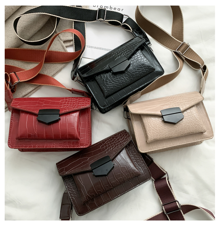 mini handbags women ins ultra fire retro wide shoulder strap messenger bag purse simple style Crossbody Bags