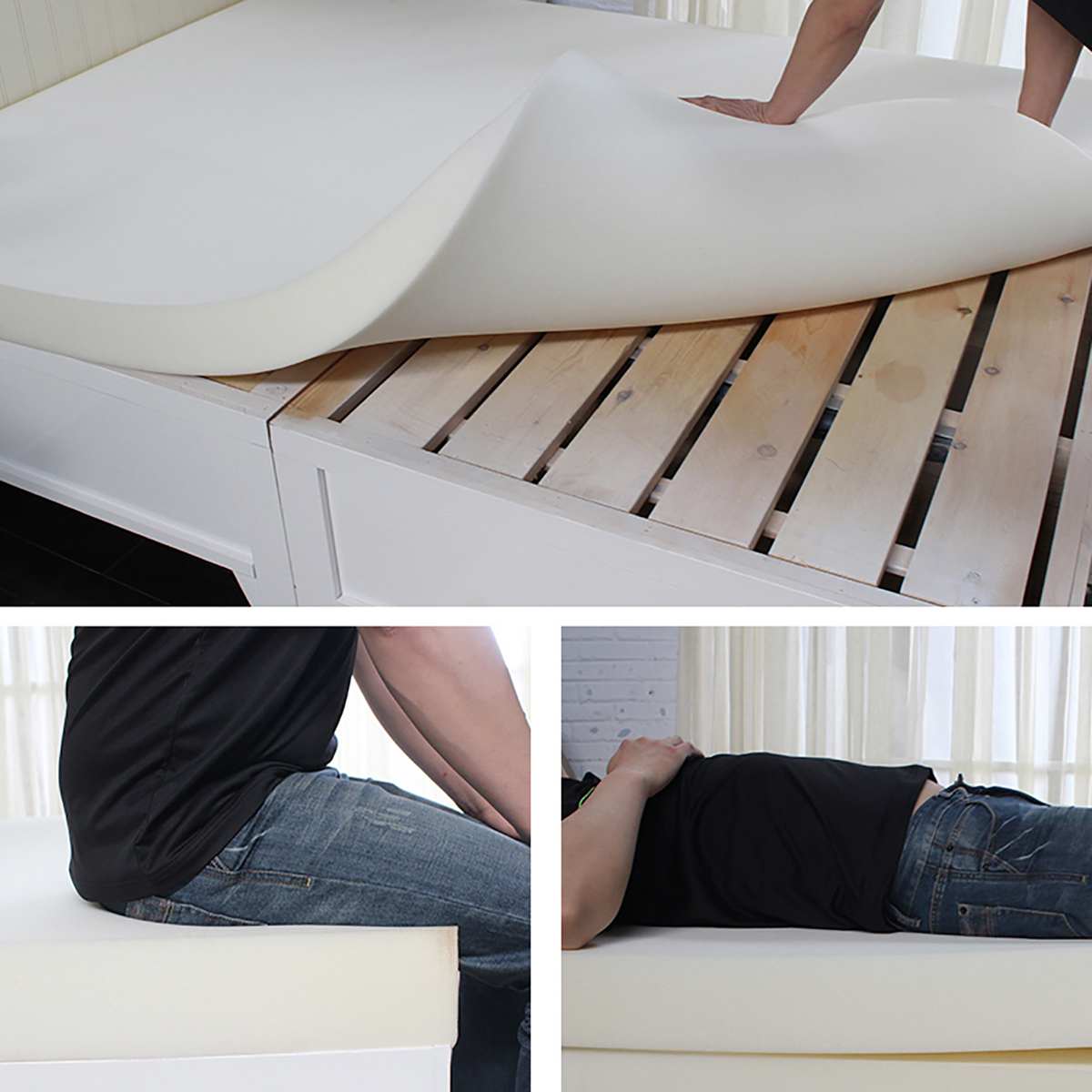 3 Size High Density Seat Cushion Foam Rubber Replacement Polyurethane Upholstery Cushion Pad White Firm Foam Sheet Cushion Pads