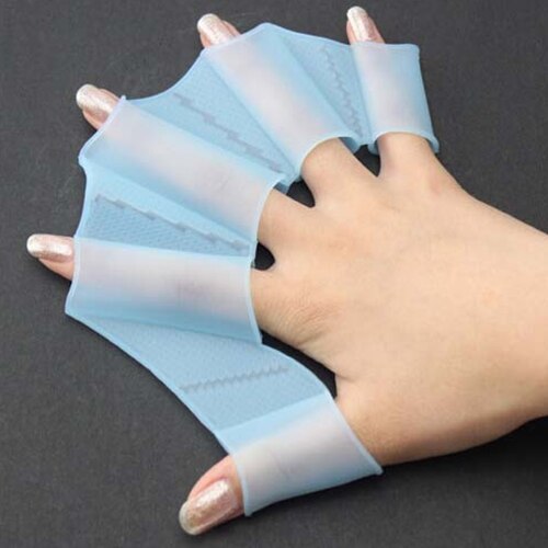 Faja de silicona tipo RANA Unisex, 1 par, aletas de mano para natación, guantes con palma de los dedos, accesorios para nadar en deportes acuáticos