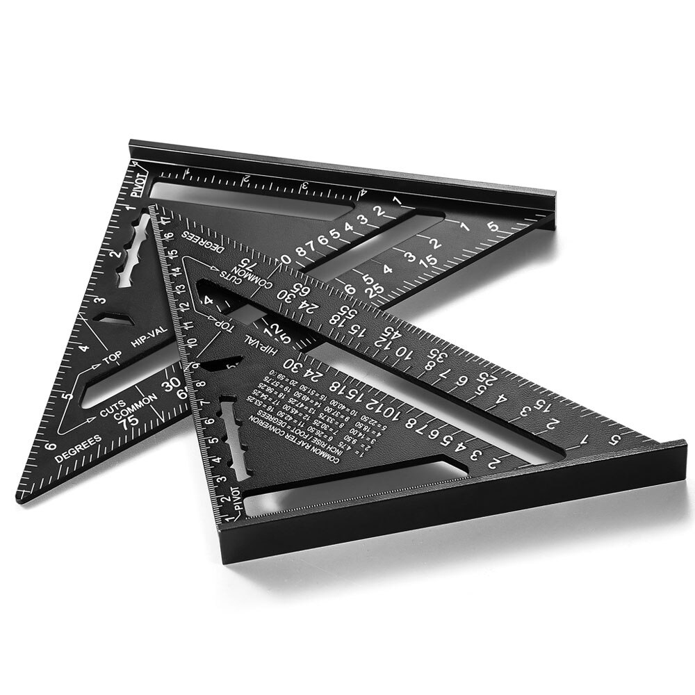 7/12 Inch Triangle Angle Ruler Triangular Gauge Protractor Trammel Carpenter Measurement Hand Tools For Woodworking