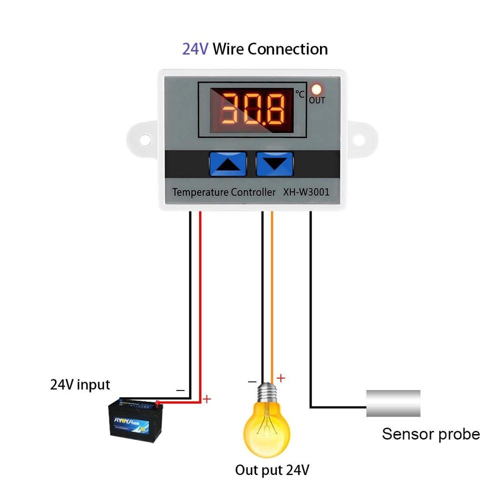 12/24/220v digitalt ledet temperaturreguleringsmodul xh -w3001 mini-termostatafbryder med vandtæt sensorprobe programmerbar