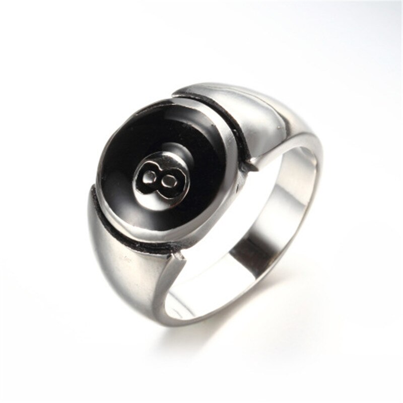 Bague européenne et américaine en acier inoxydable pour hommes, bijoux de billard en titane noir 8,