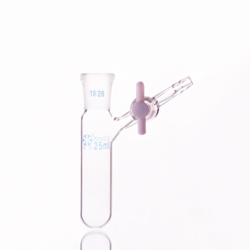 Reaction tube with PTFE valve and standard ground mouth,Capacity 25ml and joint 19/26,High borosilicate glass