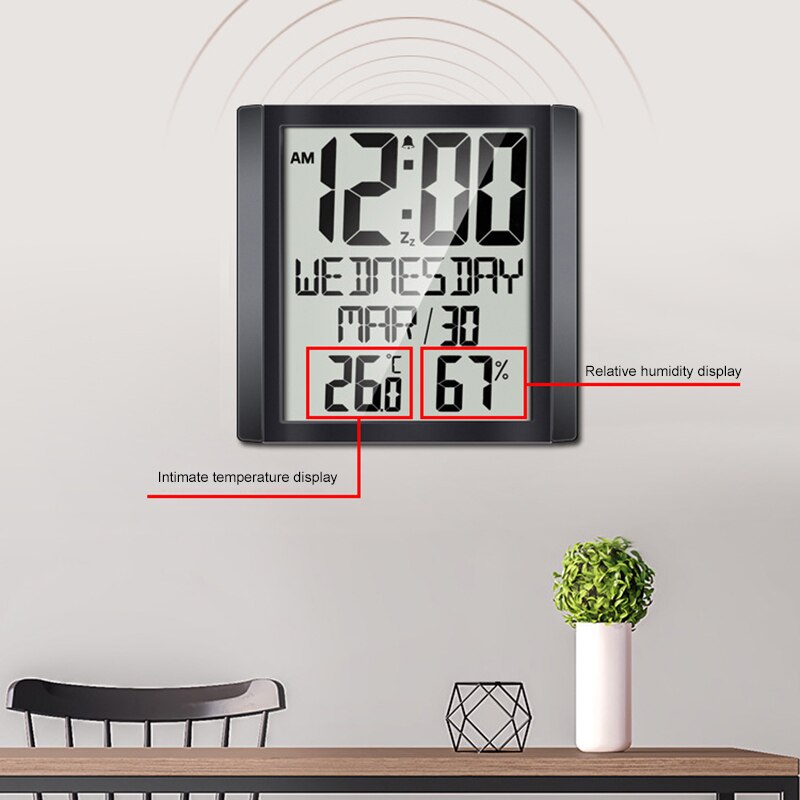 Large Sn Wall Clock Home Temperature and Humidity Meter Alarm Clock Living Room Digital Electronic Clock