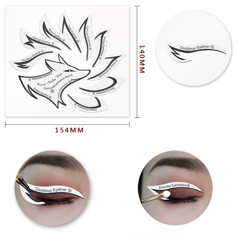 12 painting Eye Makeup Stencils arrow Eyeliner Template Shaping Tool Eyebrows Eye Shadow Makeup Template Tool Stickers Card