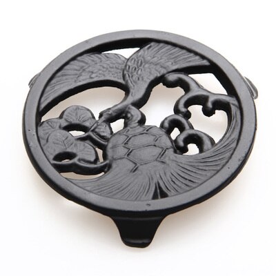 XMT-HOME Cast iron teapot trivets handmade insulation tea tray tea pot base vintage Japanese iron teapots tray 1pc: crane