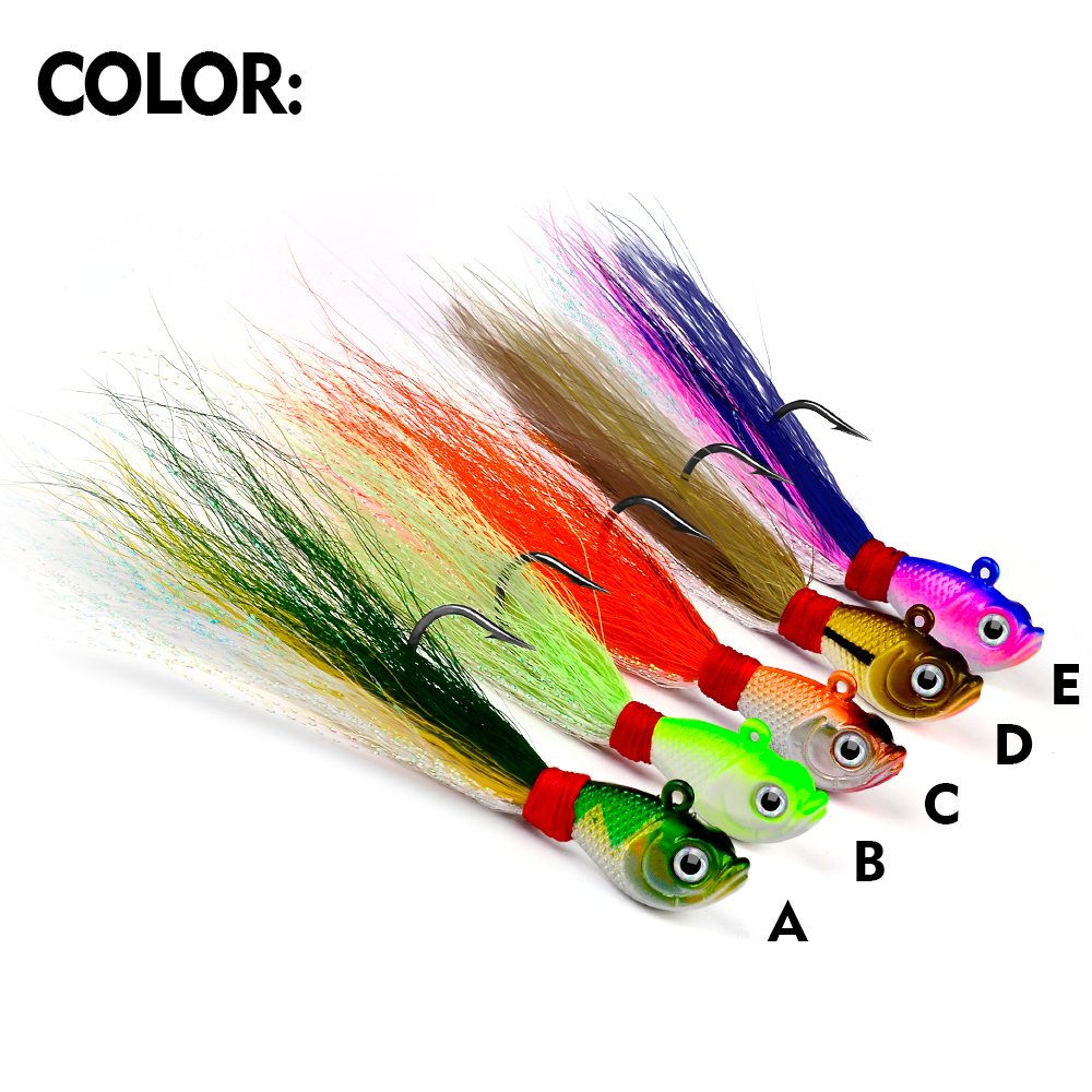 PROBEORS 1 cebo duro de Metal con plumas, 5 colores 7g 14g 28g 42g 56g anzuelos con cabeza de anzuelo para cebo blando, aparejos de pesca al aire libre