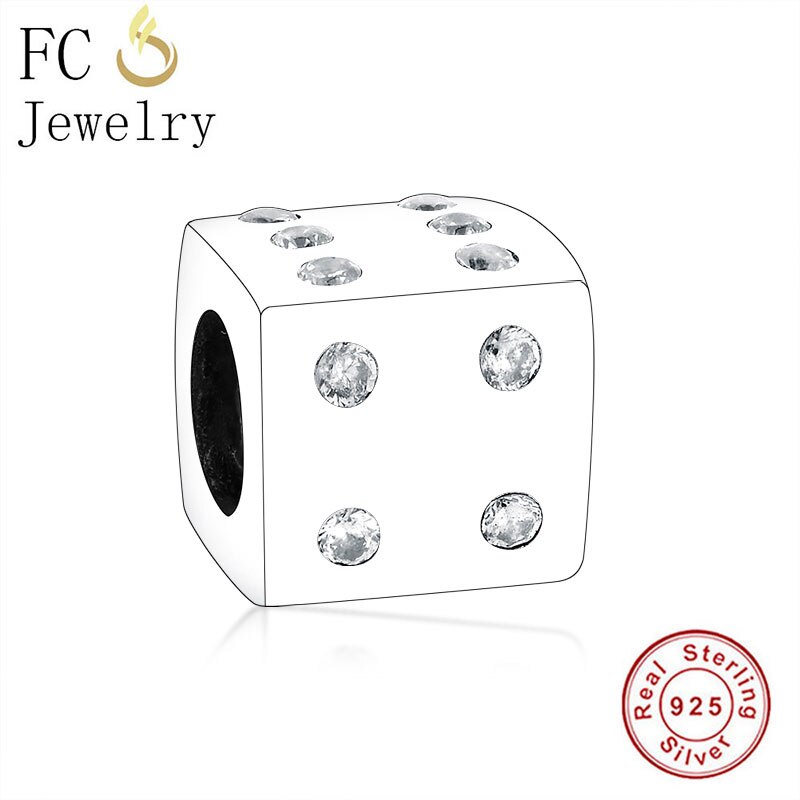 Fc jewelry passende original-marken-charms-armbänder, 100% 925 silberne quadratische würfel mit zirkonia-perlen, berloque-bastelset für kinder